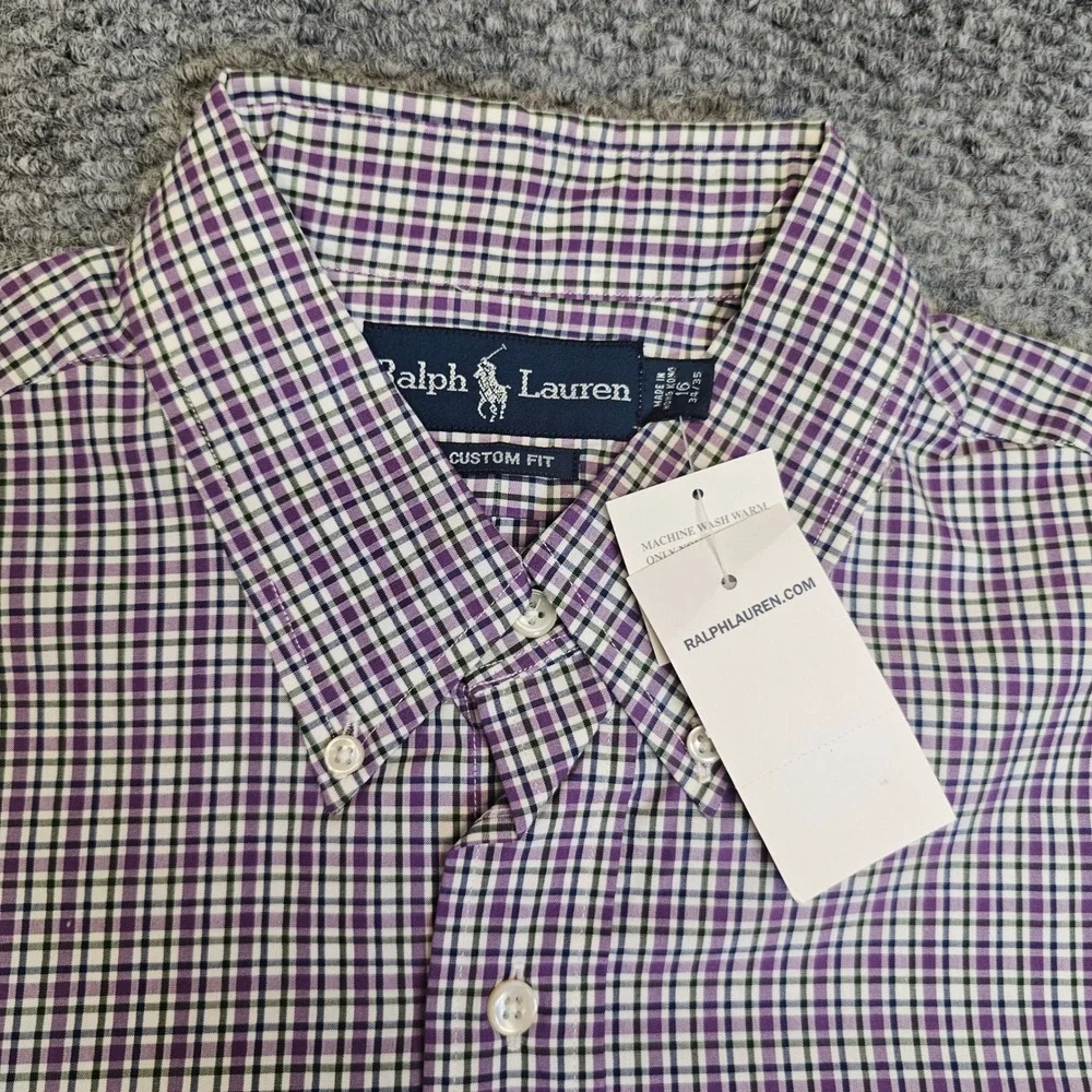 NWT Vintage Polo Ralph‎ Lauren Custom Fit Plaid Button Down Shirt Men's Large